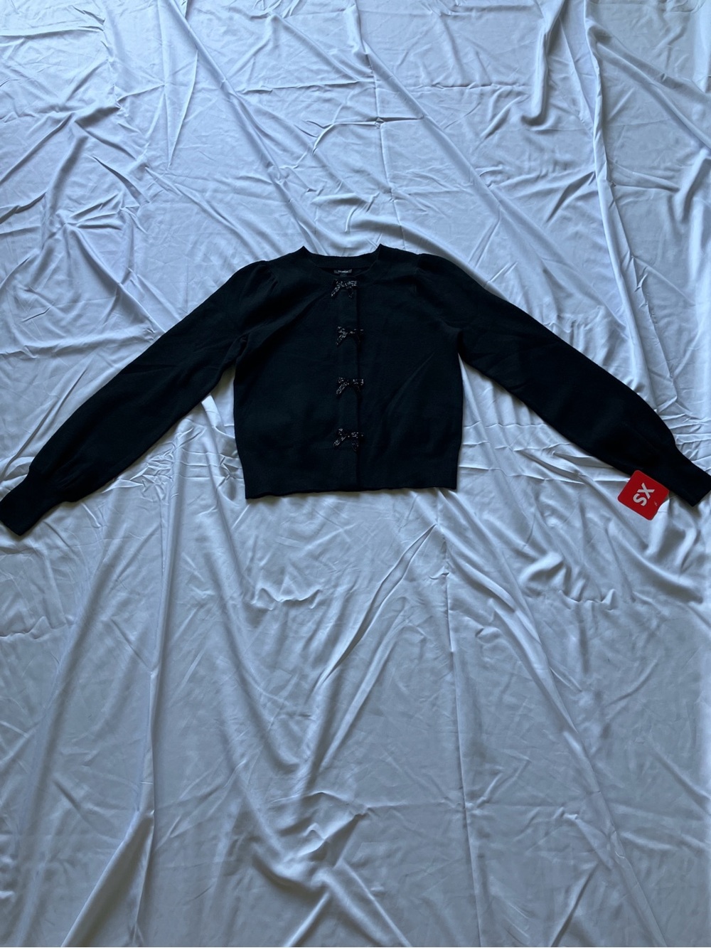 Express Black Beaded Bow Cardigan